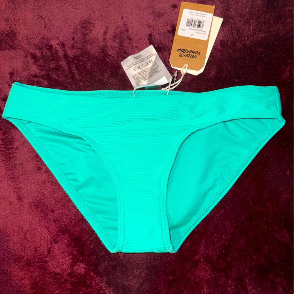 Billabong NWT bright Aqua ribbed bikini bottoms size M low rise full coverage